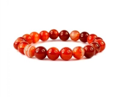 Sardonyx Carnelian Crystal Bead Bracelet Elastic