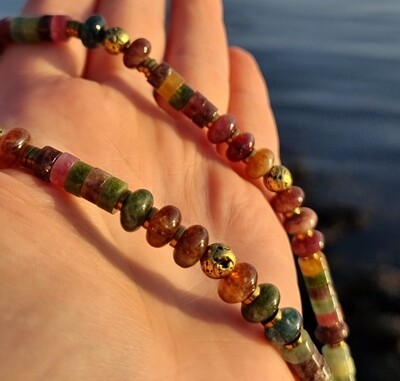 Watermelon Tourmaline Crystal Quartz Necklace &quot;Miracle&quot; -  Serenity Jewellery Collection