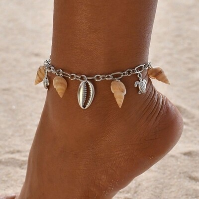 Cowrie Shell Anklet Bracelet 'Silver'