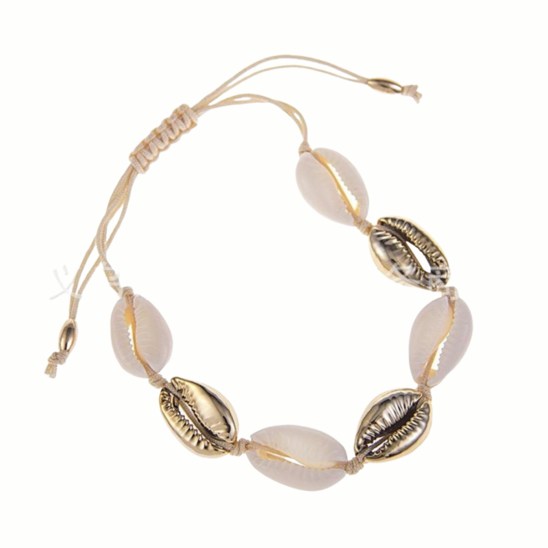 Cowrie Shell Anklet Bracelet White Gold