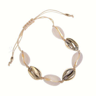 Cowrie Shell Anklet Bracelet White Gold