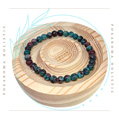 Crystal Bracelet - Ruby in Zoisite Bead Elastic Anxiety Relief 6mm