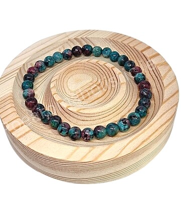 Crystal Bracelet - Ruby in Zoisite Bead Elastic Anxiety Relief 6mm