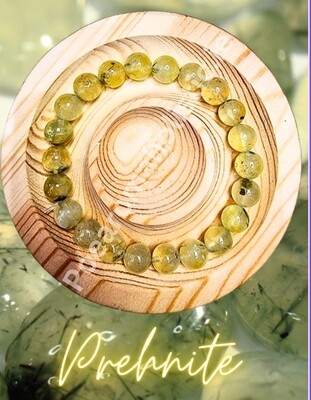 Prehnite with Epidote Crystal Bracelet Bead 8mm