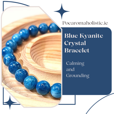Kyanite Crystal Bracelet Bead Blue Elastic 