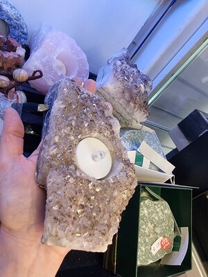 Amethyst Crystal Cluster Druzy Tealight Holder Repair Balance Aura