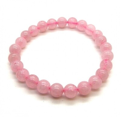 Rose Quartz Crystal Bracelet Natural Stone Bead Elastic 8mm
