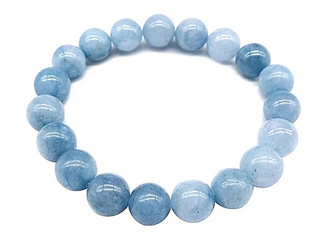 CELESTITE BLUE CRYSTAL BEAD BRACELET +-10mm large bead.