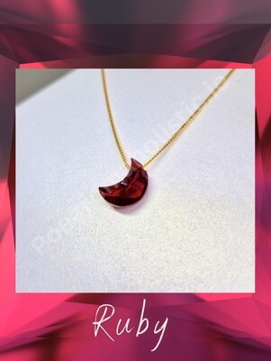 Ruby Crystal Pendant Necklace Gemstone Amulet