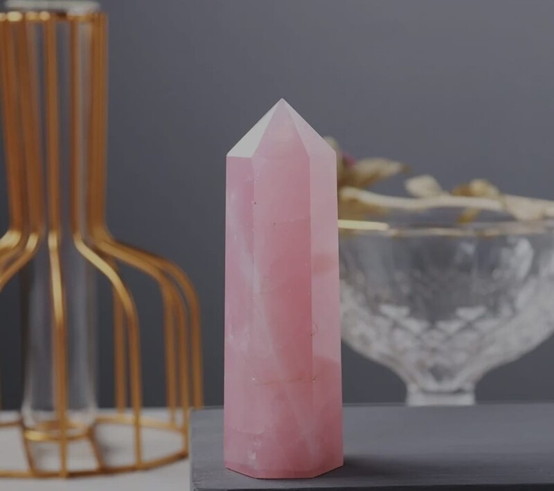 Rose Quartz Tower Point Wand Obelisk Genuine Crystal Large 