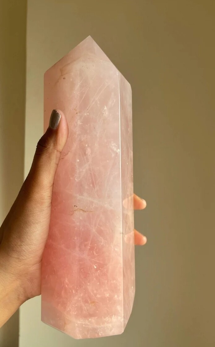 Rose Quartz Tower Point Wand Obelisk Genuine Crystal Large 