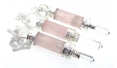 Rose Quartz Crystal Pendulum Dowser Reiki Chakra Healing Crystal Stone