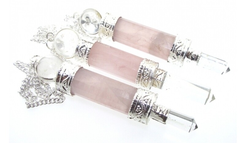 Rose Quartz Crystal Pendulum Dowser Reiki Chakra Healing Crystal Stone