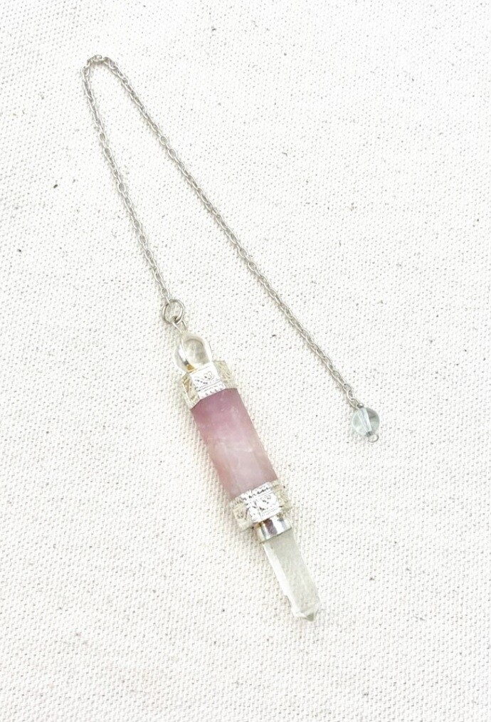 Rose Quartz Crystal Pendulum Dowser Reiki Chakra Healing Crystal Stone