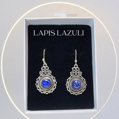 Lapis Lazuli Crystal Silver Earrings
