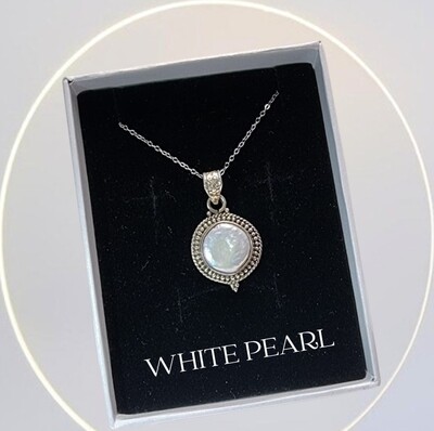 Pearl Pendant Necklace 925 Sterling Silver Purity/Sincerity