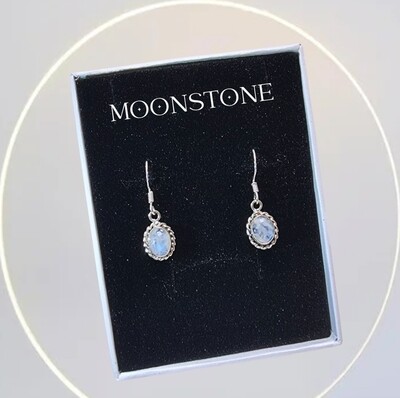 Moonstone Crystal 925 Sterling Silver Silver Earrings