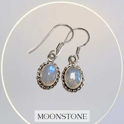 Moonstone Crystal 925 Sterling Silver Silver Earrings