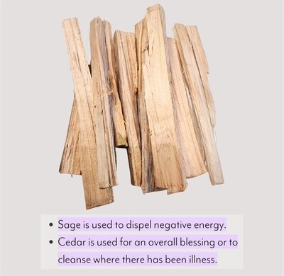 Cedar Sacred Wood Sticks Organic Aromatherapy Smudging +-5-8g