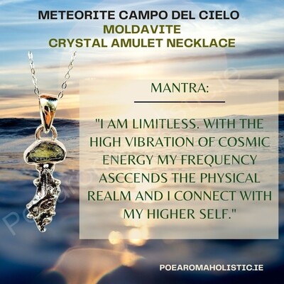 Meteorite Campo Del Cielo Genuine Moldavite Crystal Amulet Necklace Pendant Talisman Claw Setting