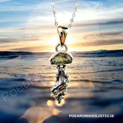 Meteorite Campo Del Cielo Genuine Moldavite Crystal Amulet Necklace Pendant Talisman Claw Setting
