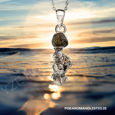 Meteorite Campo Del Cielo Genuine Moldavite Crystal Amulet Necklace Pendant Talisman