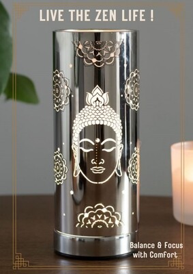 Silver Buddha Mandala Aroma Oil Wax Lamp Electric 