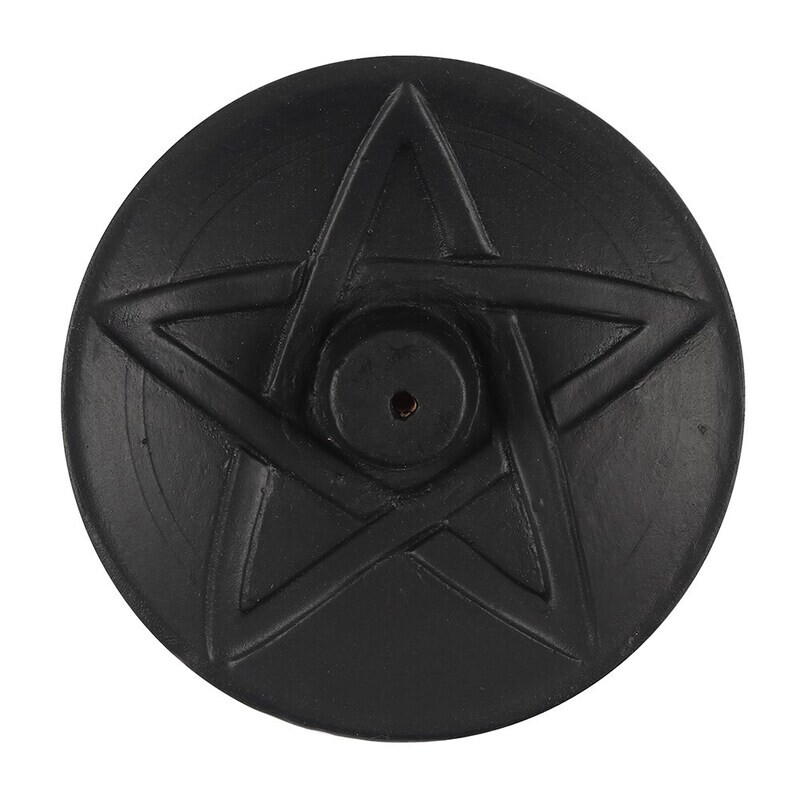 Pentagram Incense Burner Round Black  Incense Burner Plate