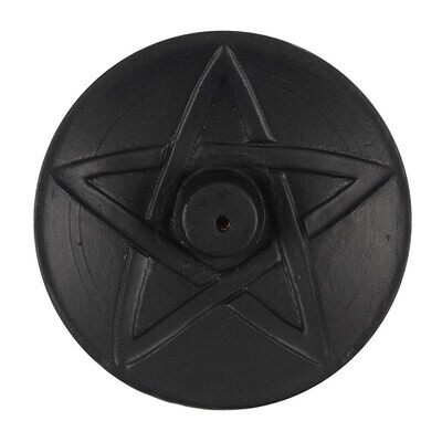 Pentagram Incense Burner Round Black  Incense Burner Plate