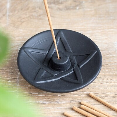 Pentagram Incense Burner Round Black  Incense Burner Plate