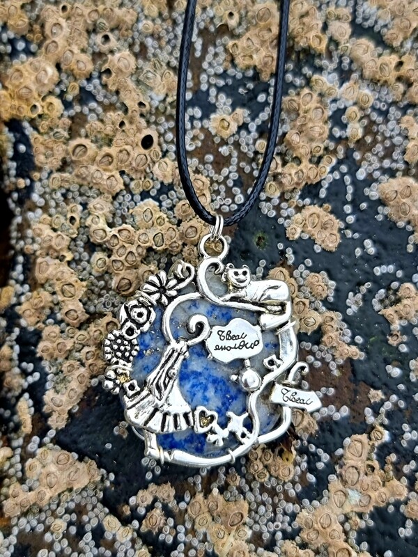 Sodalite crystal "Alice in Wonderland" Pendant Silver