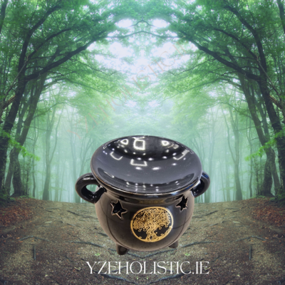 Cauldron Oil Burner Tree Of Life and Stars - Candle Holder - Diffuser Essential Oils - Wax - Incense Cones Large