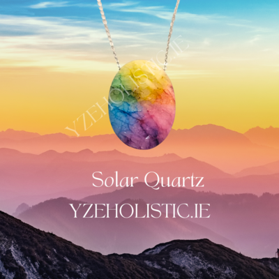 Solar Quartz Crystal Pendant Amulet Necklace 925 Sterling Silver Chakra Rainbow 