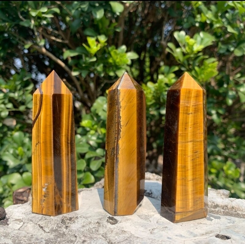 Tiger Eye Tower Obelisk Wand Point Genuine Crystal Master Healer Large 