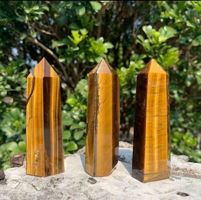 Tiger Eye Tower Obelisk Wand Point Genuine Crystal Master Healer Large 