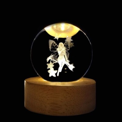 FAIRY GLOBE MEMORIES GLASS CRYSTAL BALL LED LIGHT LAMP SPHERE COMPLETE MULTICOLOUR 