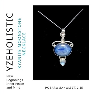 Kyanite ~ Moonstone Crystal Necklace 925 Sterling Silver "Soul Glow" ~ Amulet 