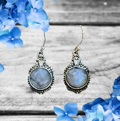 Moonstone Crystal Earrings 925 Sterling Silver