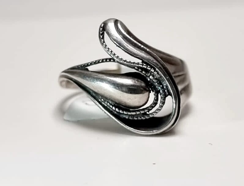 VINTAGE STYLE SWIRL 925 PURE STERLING SILVER RING 