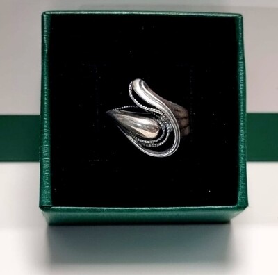 VINTAGE STYLE SWIRL 925 PURE STERLING SILVER RING 