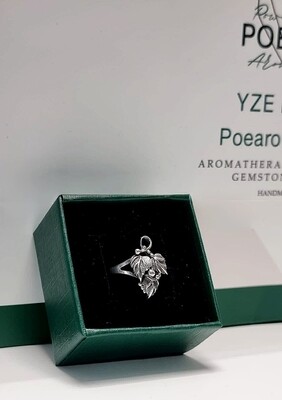 VINTAGE STYLE BERRY LEAF PURE 925 SILVER RING 