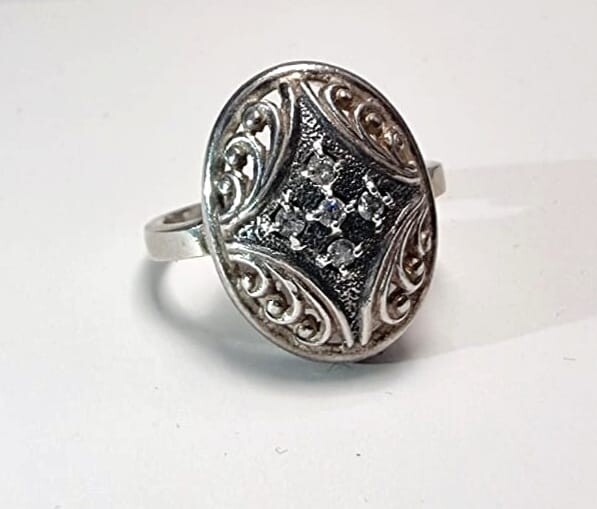 VINTAGE STYLE OVAL 925 PURE STERLING SILVER RING 