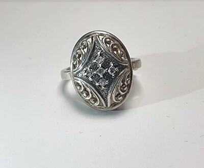 VINTAGE STYLE OVAL 925 PURE STERLING SILVER RING 