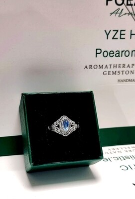 MOONSTONE CRYSTAL RING MARQUISE STYLE 925 SILVER GEMSTONE