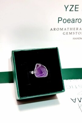 ROUGH AMETHYST CRYSTAL 925 SILVER RING