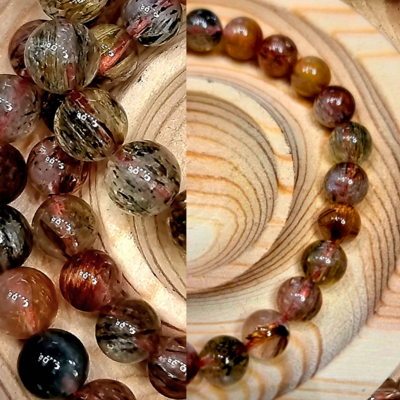 Rutilated Quartz Crystal Bracelet 6mm