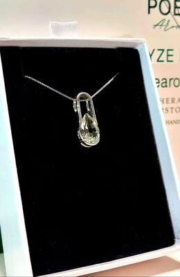 GREEN AMETHYST AMULET PENDANT STERLING 925  SILVER