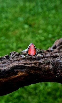 Black Fire Opal Honeycomb Matrix Natural Stone Ring