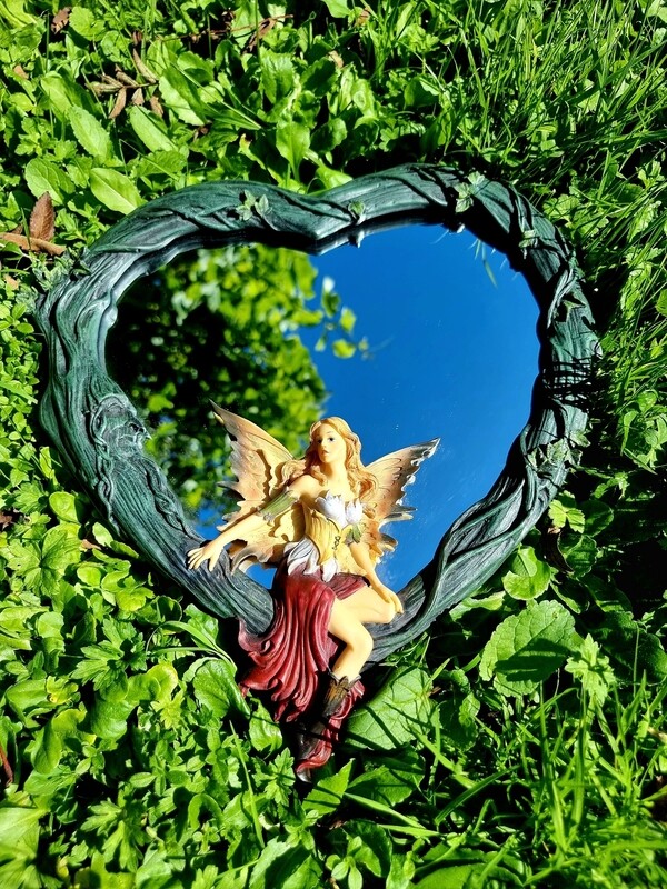 "NATURE IN MY HEART"  FAIRY HEART MIRROR WALL HANGING DECORATION 