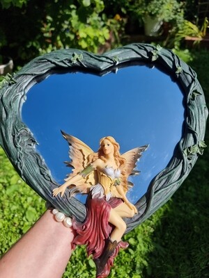 "NATURE IN MY HEART" FAIRY HEART MIRROR WALL HANGING DECORATION